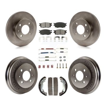 Front Rear Brake Rotor Semi-Metallic Pad Drum Kit (7Pc) For 2006 Hyundai Accent Hatchback K8S-102153