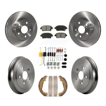 Front Rear Disc Brake Rotor Semi-Metallic Pad & Drum Kit (7Pc) For 2004-2007 Toyota Prius K8S-102157