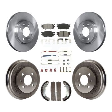 Front Rear Brake Rotor Semi-Metallic Pad Drum Kit (7Pc) For 06 Hyundai Accent To 09 30 05 K8S-102160