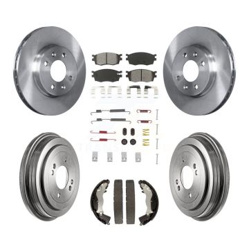 Front Rear Brake Rotor Semi-Metallic Pad & Drum Kit (7Pc) For Hyundai Accent Kia Rio Rio5 K8S-102161