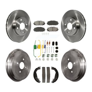 Front Rear Disc Brake Rotors Semi-Metallic Pads And Drum Kit (7Pc) For Toyota Yaris K8S-102162
