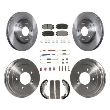 Front Rear Disc Brake Rotors Semi-Metallic Pads And Drum Kit (7Pc) For Hyundai Elantra K8S-102163
