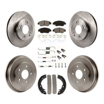 Front Rear Disc Brake Rotors Semi-Metallic Pads And Drum Kit (7Pc) For Honda Civic K8S-102167