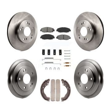 Front Rear Disc Brake Rotors Semi-Metallic Pads And Drum Kit (7Pc) For Honda Civic K8S-102170