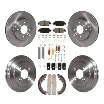 Front Rear Disc Brake Rotors Semi-Metallic Pad And Drum Kit (7Pc) For 2015-2020 Honda Fit K8S-102175