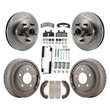 Front Rear Disc Brake Rotor Hub Assembly Semi-Metallic Pad & Drum Kit (7Pc) For GMC Yukon K8S-102181