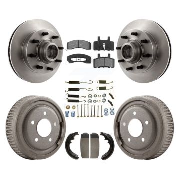 Front Rear Disc Brake Rotor Hub Assembly Semi-Metallic Pad & Drum Kit (7Pc) For GMC Yukon K8S-102183