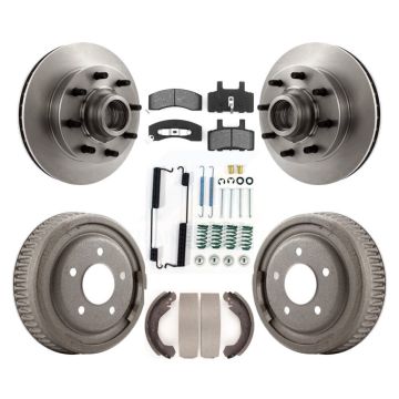 Front Rear Disc Brake Rotor Hub Assembly Semi-Metallic Pad & Drum Kit (7Pc) For GMC Yukon K8S-102184