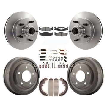 Front Rear Disc Brake Rotor Hub Semi-Metallic Pad Drum Kit (7Pc) For Ford E-150 Econoline K8S-102191