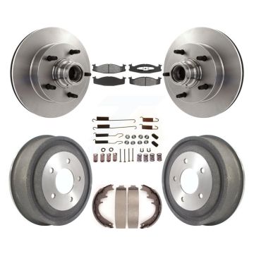 Front Rear Disc Brake Rotor Hub Semi-Metallic Pad Drum Kit (7Pc) For Ford E-150 Econoline K8S-102192