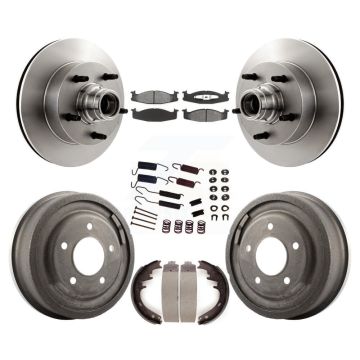 Front Rear Brake Rotor Hub Semi-Metallic Pad Drum Kit (7Pc) For Ford E-150 Econoline Club K8S-102193