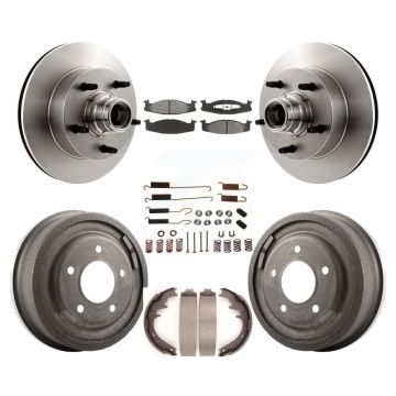 Front Rear Brake Rotor Hub Semi-Metallic Pad Drum Kit (7Pc) For Ford E-150 Econoline Club K8S-102194