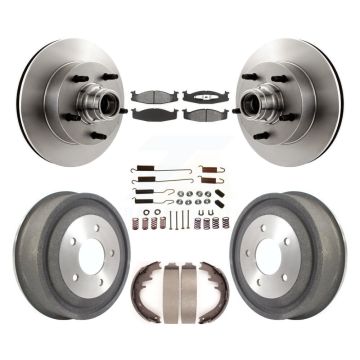 Front Rear Brake Rotor Hub Semi-Metallic Pad Drum Kit (7Pc) For Ford E-150 Econoline Club K8S-102195