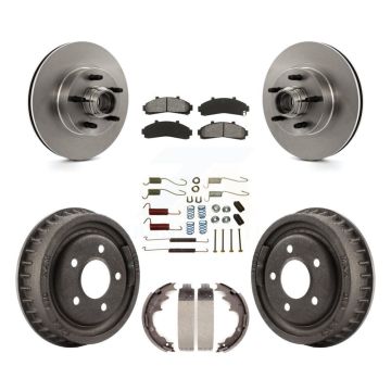 Front Rear Disc Brake Rotor Hub Assembly Semi-Metallic Pad Drum Kit (7Pc) For Ford Ranger K8S-102202