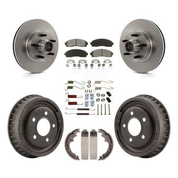 Front Rear Brake Rotor Hub Semi-Metallic Pad Drum Kit (7Pc) For 2006-2009 Ford Ranger RWD K8S-102203