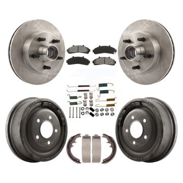 Front Rear Disc Brake Rotor Hub Assembly Semi-Metallic Pad Drum Kit (7Pc) For Mazda B4000 K8S-102204