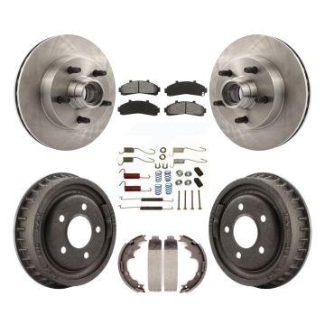 Front Rear Disc Brake Rotor Hub Assembly Semi-Metallic Pad Drum Kit (7Pc) For Mazda B4000 K8S-102205