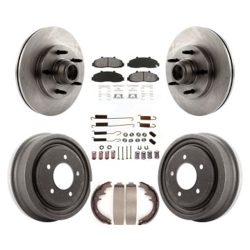 Front Rear Disc Brake Rotors Hub Assembly Semi-Metallic Pad Drum Kit (7Pc) For Ford F-150 K8S-102206