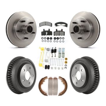 Front Rear Brake Rotors Semi-Metallic Pad Drum Kit (7Pc) For 1994-1999 Dodge Ram 1500 RWD K8S-102207