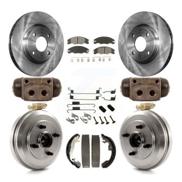 Front Rear Disc Brake Rotors Semi-Metallic Pads And Drum Kit (9Pc) For Ford Focus K8S-102225