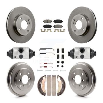 Front Rear Disc Brake Rotors Semi-Metallic Pads And Drum Kit (9Pc) For Ford Fiesta K8S-102227