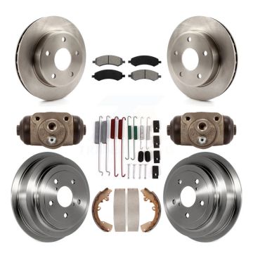 Front Rear Brake Rotor Semi-Metallic Pad & Drum Kit (9Pc) For Dakota Dodge Ram Mitsubishi K8S-102235