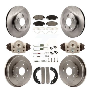 Front Rear Disc Brake Rotors Semi-Metallic Pads And Drum Kit (9Pc) For Honda Civic K8S-102249