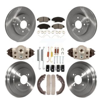 Front Rear Disc Brake Rotors Semi-Metallic Pad And Drum Kit (9Pc) For 2015-2019 Honda Fit K8S-102251