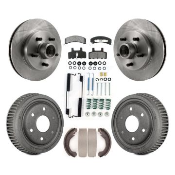 Front Rear Disc Brake Rotors Hub Semi-Metallic Pads And Drum Kit (7Pc) For GMC Yukon RWD K8S-102283