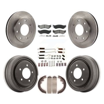 Front Rear Brake Rotors Semi-Metallic Pad Drum Kit (7Pc) For Ford F-150 With 7 Lug Wheels K8S-102321