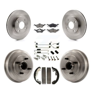 Front Rear Disc Brake Rotors Semi-Metallic Pads And Drum Kit (7Pc) For Ford Focus K8S-102323