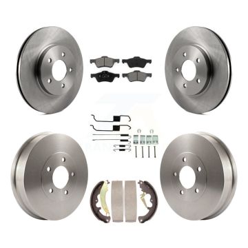 Front Rear Brake Rotor Semi-Metallic Pad & Drum Kit (7Pc) For Ford Escape Mercury Mariner K8S-102326