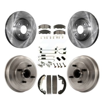 Front Rear Disc Brake Rotors Semi-Metallic Pads And Drum Kit (7Pc) For Ford Focus K8S-102329