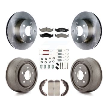 Front Rear Brake Rotor Semi-Metallic Pad Drum Kit (7Pc) For Jeep TJ With 9" Diameter K8S-102332