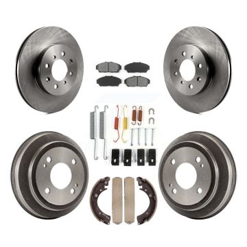 Front Rear Disc Brake Rotors Semi-Metallic Pads And Drum Kit (7Pc) For Honda Civic K8S-102354