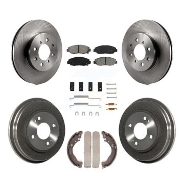 Front Rear Disc Brake Rotors Semi-Metallic Pads And Drum Kit (7Pc) For Honda Insight K8S-102355