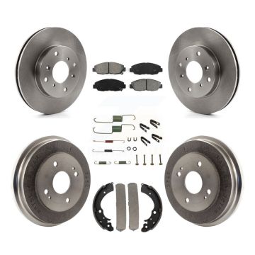 Front Rear Disc Brake Rotors Semi-Metallic Pads And Drum Kit (7Pc) For Honda Accord K8S-102371