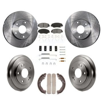 Front Rear Disc Brake Rotors Semi-Metallic Pads And Drum Kit (7Pc) For Honda Civic K8S-102375