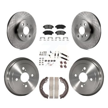 Front Rear Brake Rotor Semi-Metallic Pad & Drum Kit (7Pc) For 2000 Toyota Echo From 08 00 K8S-102383
