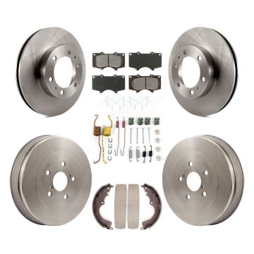 Front Rear Disc Brake Rotor Semi-Metallic Pad & Drum Kit (7Pc) For 2015 Toyota Tacoma RWD K8S-102400