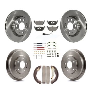 Front Rear Disc Brake Rotors Semi-Metallic Pads And Drum Kit (7Pc) For Volkswagen Jetta K8S-102402