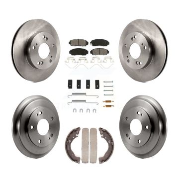 Front Rear Disc Brake Rotors Semi-Metallic Pads And Drum Kit (7Pc) For Honda Civic K8S-102403