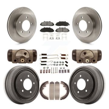 Front Rear Disc Brake Rotors Semi-Metallic Pads And Drum Kit (9Pc) For Ford F-150 4WD K8S-102410