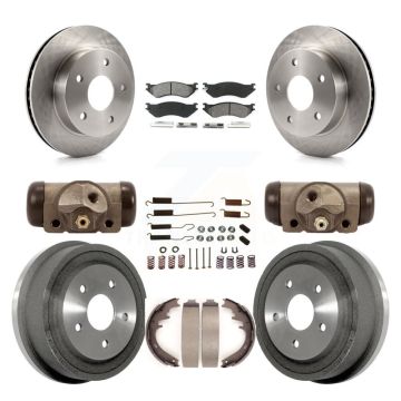 Front Rear Brake Rotors Semi-Metallic Pad Drum Kit (9Pc) For 2000-2001 Dodge Ram 1500 4WD K8S-102412