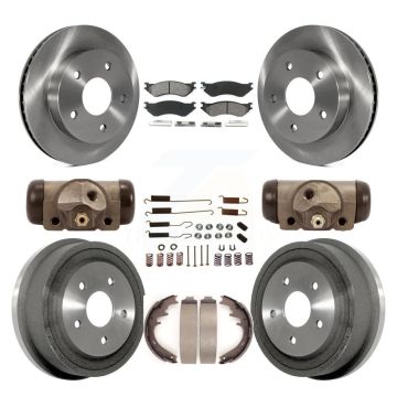 Front Rear Brake Rotors Semi-Metallic Pad Drum Kit (9Pc) For 2000-2001 Dodge Ram 1500 RWD K8S-102413