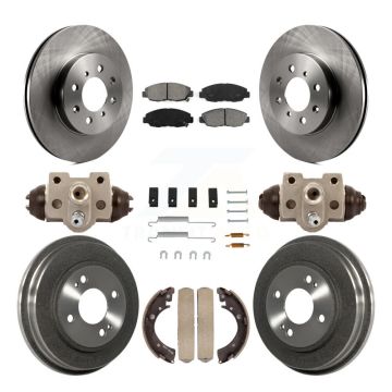 Front Rear Disc Brake Rotors Semi-Metallic Pads And Drum Kit (9Pc) For Honda Civic K8S-102423