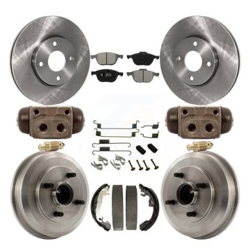 Front Rear Disc Brake Rotors Semi-Metallic Pads And Drum Kit (9Pc) For Ford Focus K8S-102510