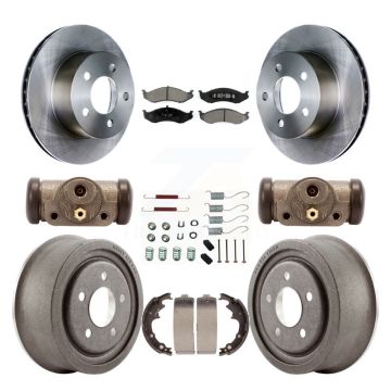 Front Rear Disc Brake Rotor Semi-Metallic Pad & Drum Kit (9Pc) For Jeep Wrangler Cherokee K8S-102514