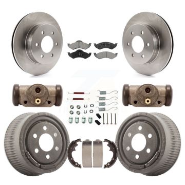 Front Rear Disc Brake Rotors Semi-Metallic Pads And Drum Kit (9Pc) For Dodge Dakota K8S-102518