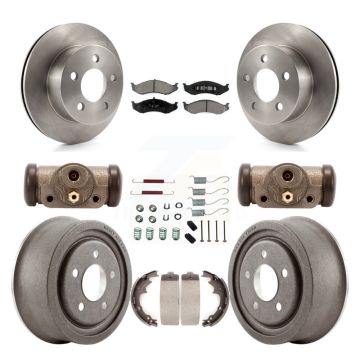 Front Rear Disc Brake Rotors Semi-Metallic Pads And Drum Kit (9Pc) For Jeep Wrangler TJ K8S-102520